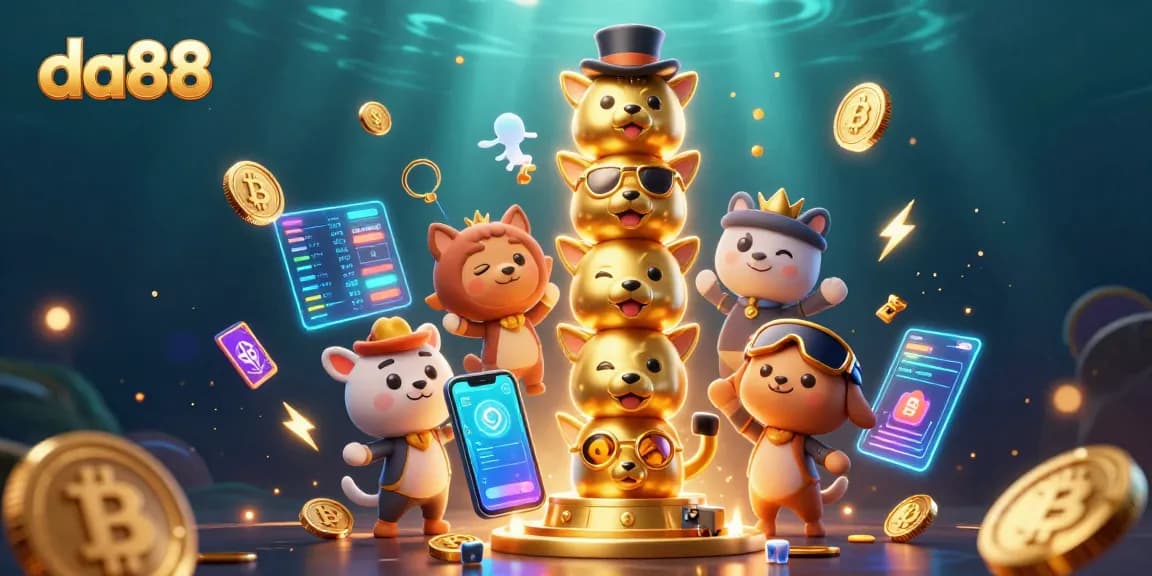 DA88 features a golden totem pole with animal faces in a vibrant 3D illustration.