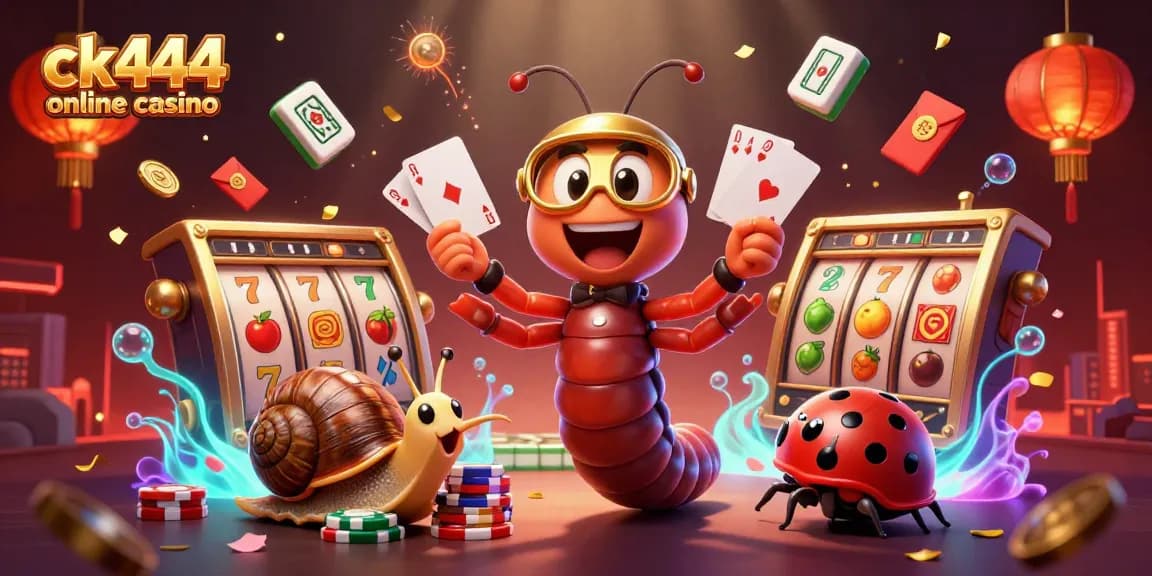 Engage with the ck444 online casino featuring a lively scene of animated characters amid gambling excitement and dynamic game elements.