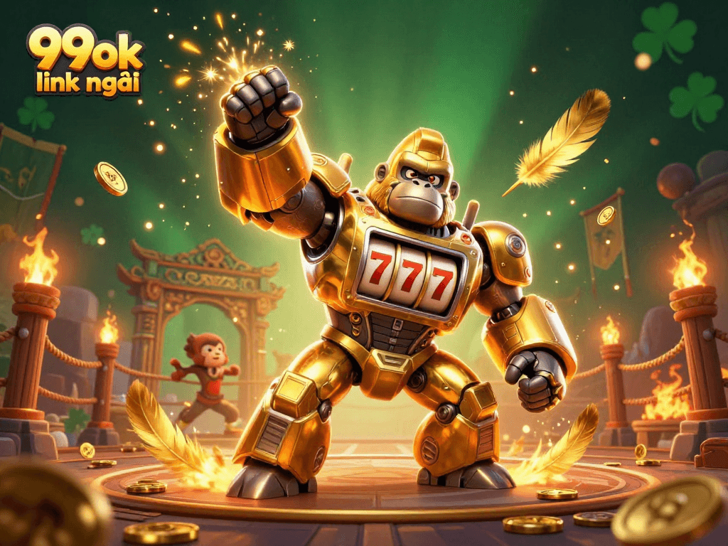 Experience the thrill of winning with 99ok link mới in this vibrant 3D casino illustration.