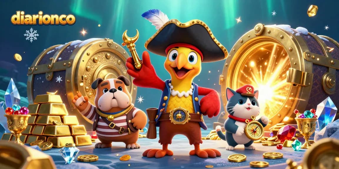 Dive into the exhilaration of diarionco's gaming treasures with 3D pirate scenes brimming with riches.