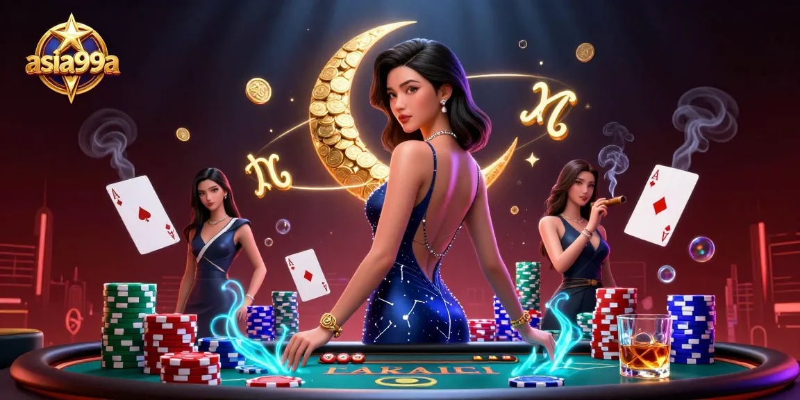 Experience thrill at asia99a with a stunning 3D casino illustration featuring vibrant poker elements.