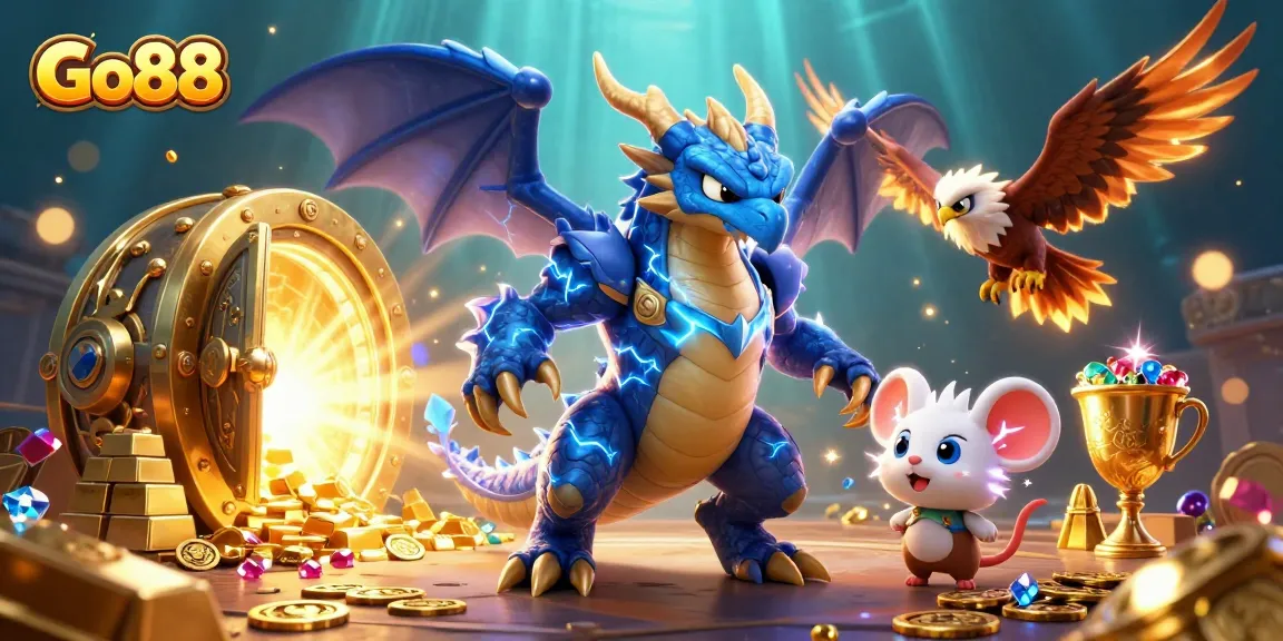 Win big at Go88 casino with exciting 3D adventure featuring treasures and mythical creatures.