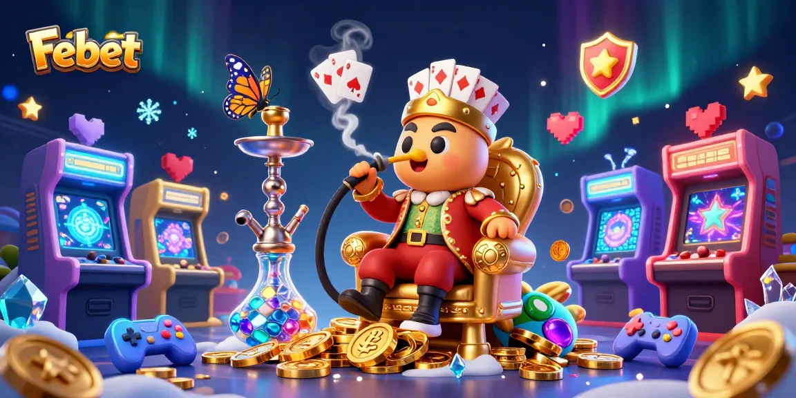 Febet engaging players with a vibrant 3D casino scene showcasing a caterpillar sultan amidst colorful gaming elements.