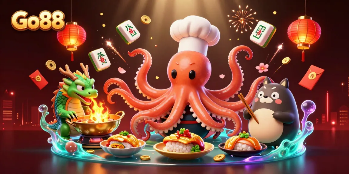 Engage in thrilling gameplay at Go88, featuring vibrant characters and dynamic casino elements in a captivating 3D scene.