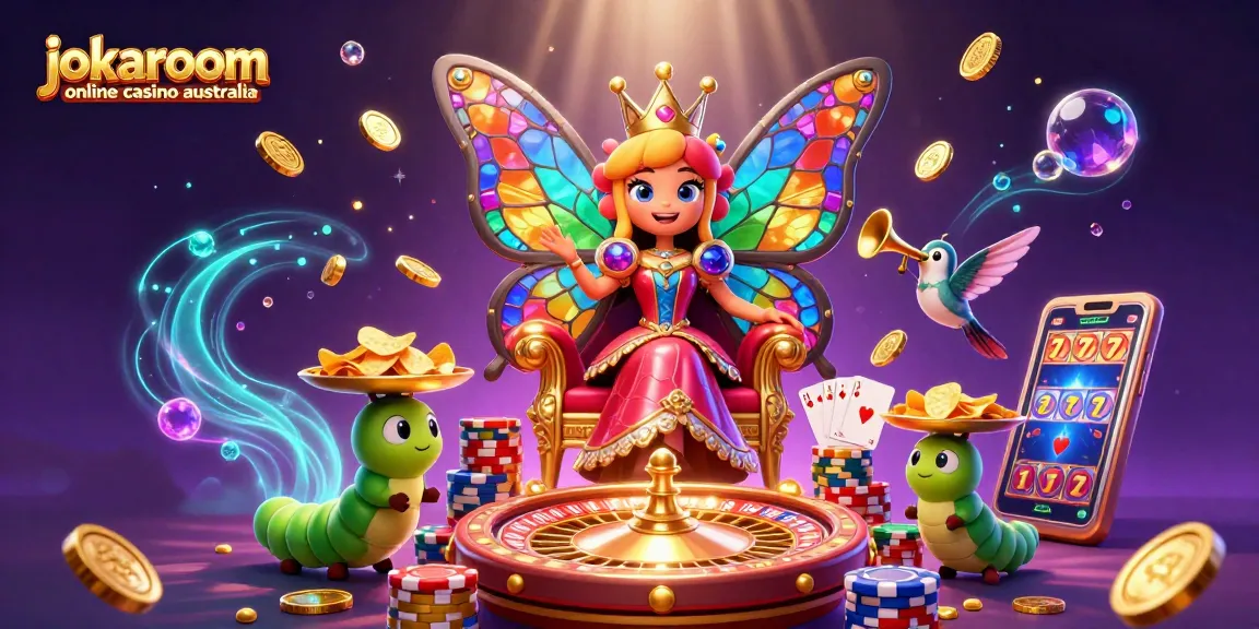 Experience the magic of jokaroom online casino australia with a vibrant 3D illustration featuring captivating casino elements.