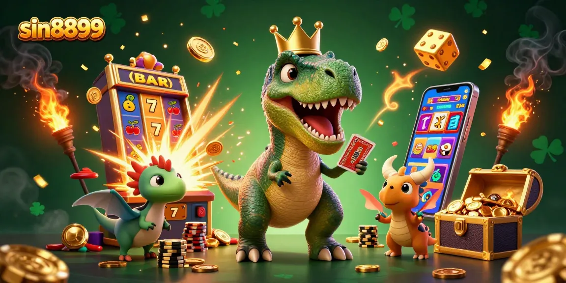 Win big at sin8899 with vibrant 3D characters enjoying a dynamic casino scene filled with golden riches.