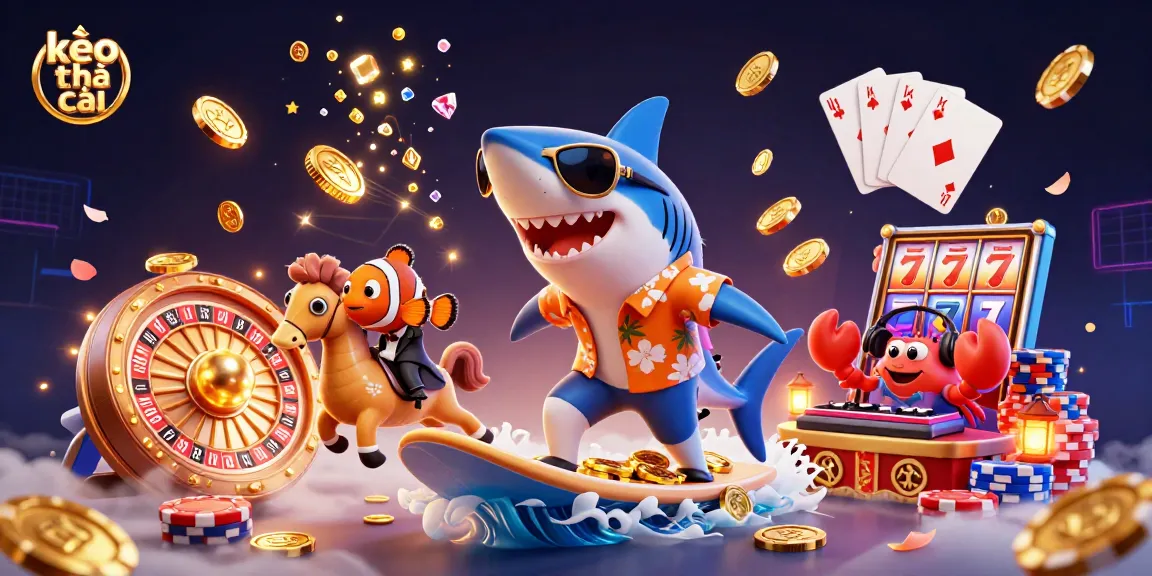 Engage with kèo nhà cái amidst golden coins and vibrant casino elements for an exciting experience.